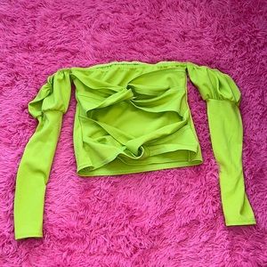 Lime Green off the Shoulder Top